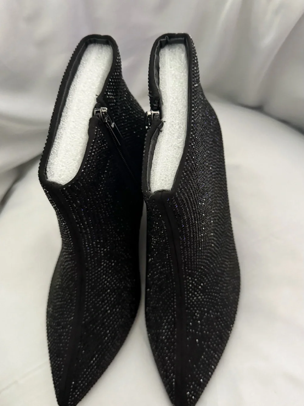 Black Rhinestone embellishment   Women’s Ankle Boots 2 inch heel